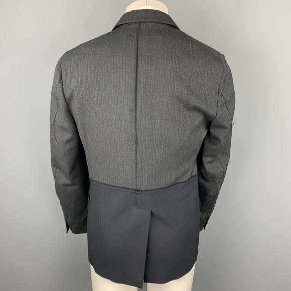 WOOSTER + LARDINI Charcoal & Navy Mixed Fabrics Wool Sport Coat - Picture 4 of 7